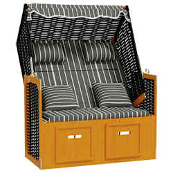 vidaXL Strandkorb con Cuscini Polyrattan Legno Massello Nero e Grigio