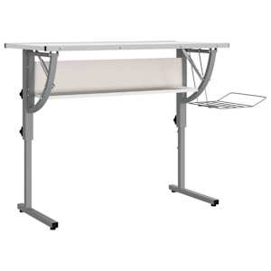 vidaXL k&auml;sit&ouml;&ouml;laud, valge ja hall, 110x53x(58-87) cm, tehispuit/teras