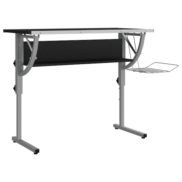 vidaXL k&auml;sit&ouml;&ouml;laud, must ja hall, 110x53x(58&ndash;87) cm, tehispuit/teras