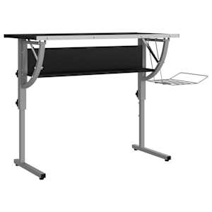 Řemeslný stůl černý a šedý 110x53x(58–87) cm kompozit a ocel - obrázek 2