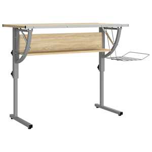 vidaXL k&auml;sit&ouml;&ouml;laud, Sonoma tamm ja hall 110x53x(58&ndash;87) cm puit, teras