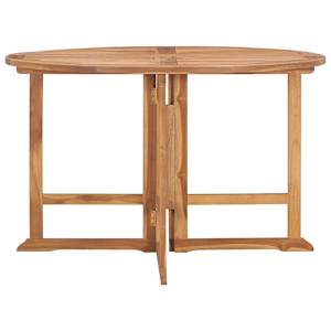Skládací zahradní jídelní stůl Ø 110 x 75 cm masivní teak - obrázek 3