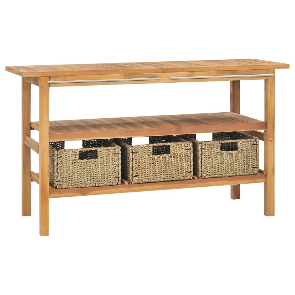 Solid Teak Bathroom Vanity Cabinet with Baskets - 29.1in & 51.2in Versions vidaX - Picture 18 of 28