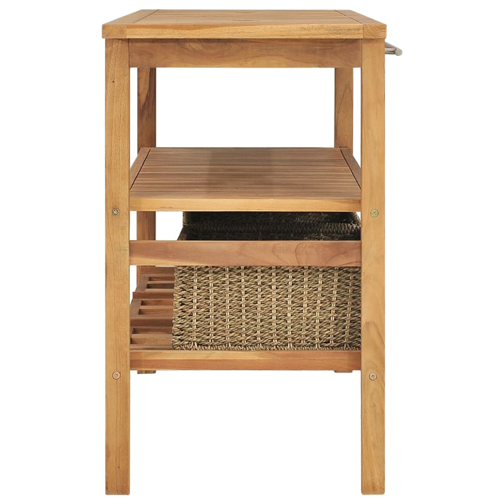 Solid Teak Bathroom Vanity Cabinet with Baskets - 29.1in & 51.2in Versions vidaX - Picture 20 of 28