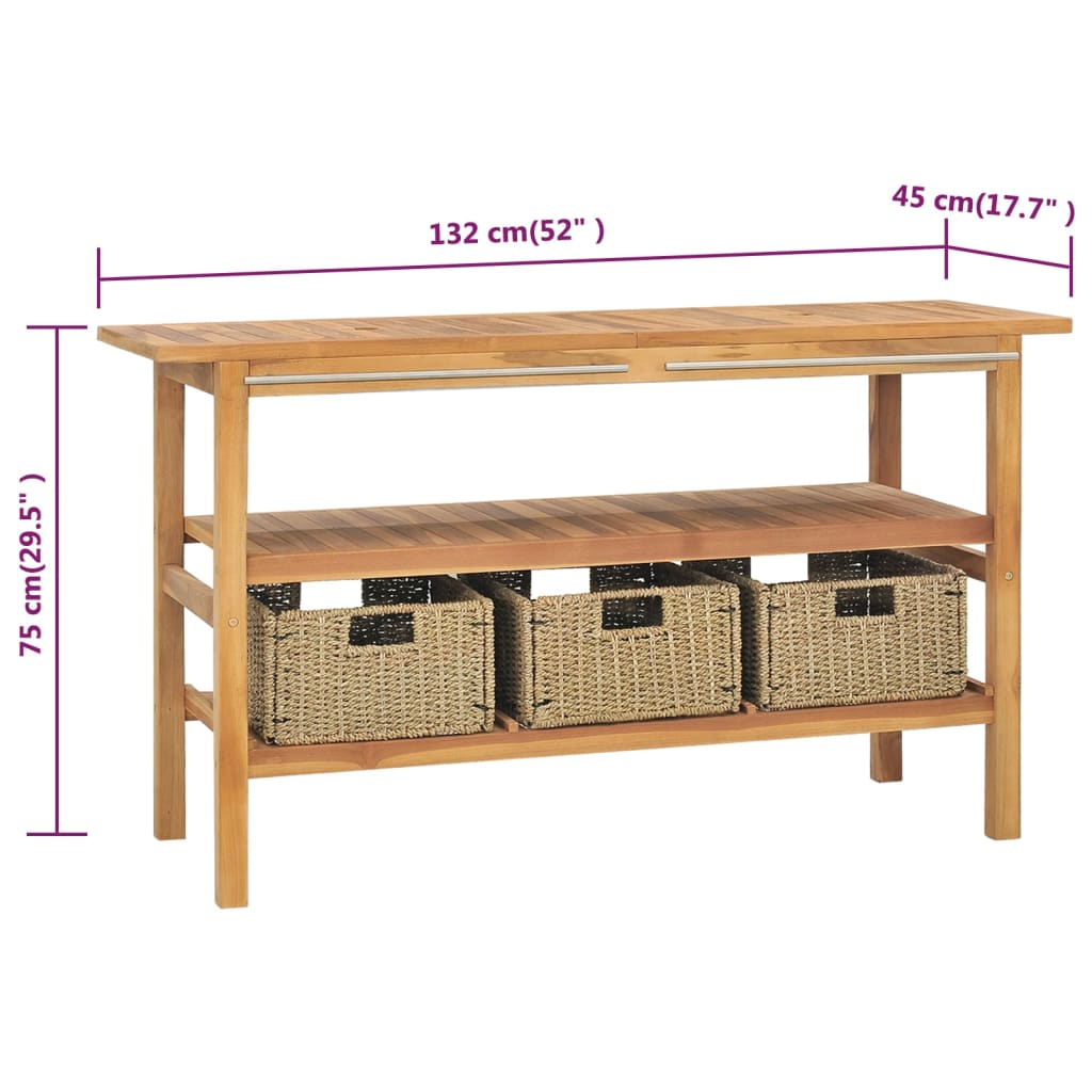 Solid Teak Bathroom Vanity Cabinet with Baskets - 29.1in & 51.2in Versions vidaX - Picture 19 of 28