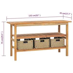 Koupelnová skříňka se 3 košíky masivní teak 132 x 45 x 75 cm - obrázek 8