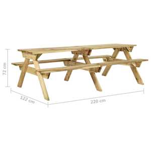 Piknikový stůl a lavice 220x122x72 cm impregnované borové dřevo - obrázek 6