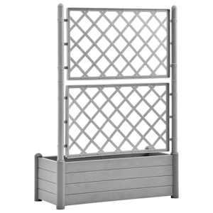 Zahradní truhlík s treláží 100 x 43 x 142 cm PP kamenný šedý - obrázek 6
