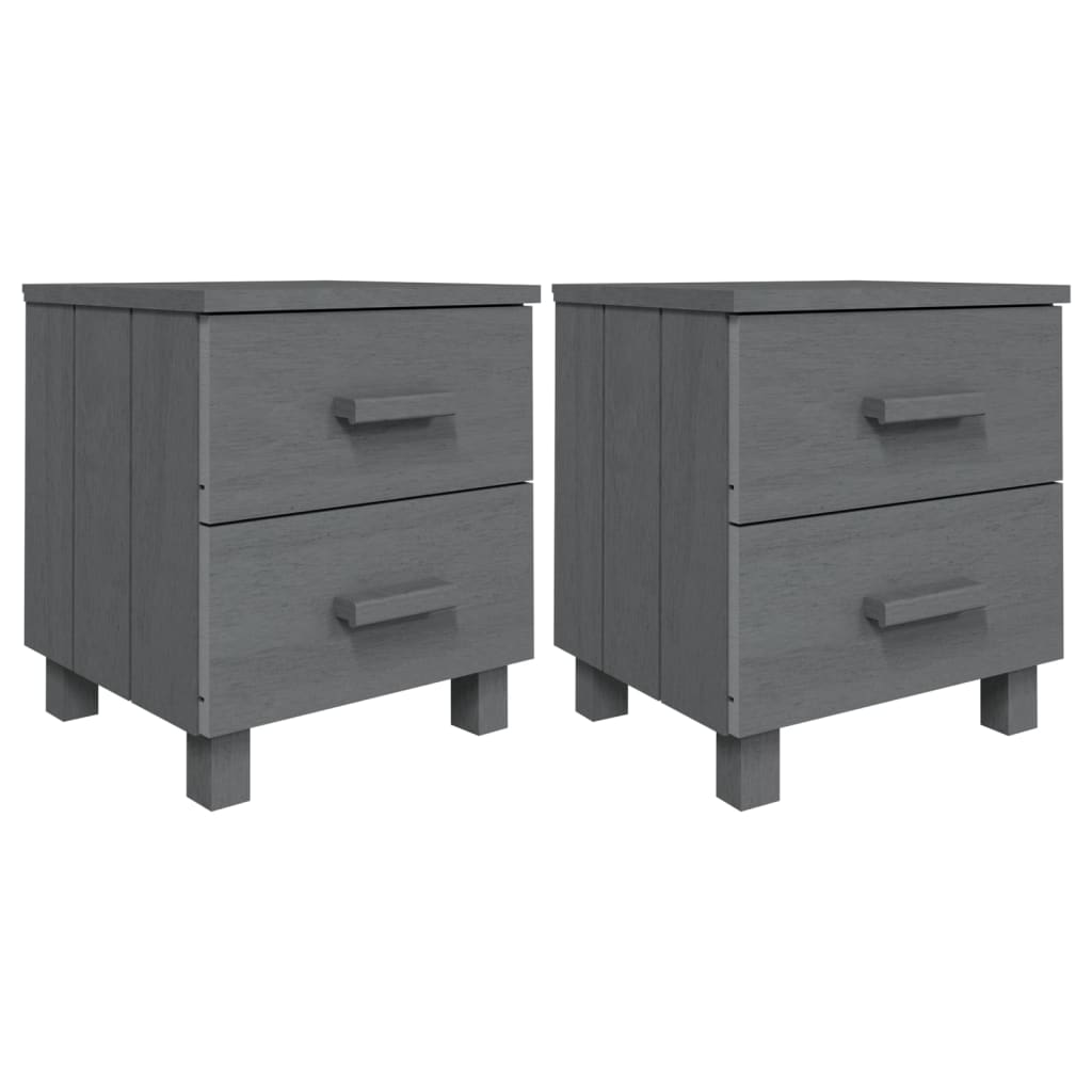 VidaXL Tables De Chevet HAMAR 2pcs Gris Foncé 40x35x44,5cm Bois Massif