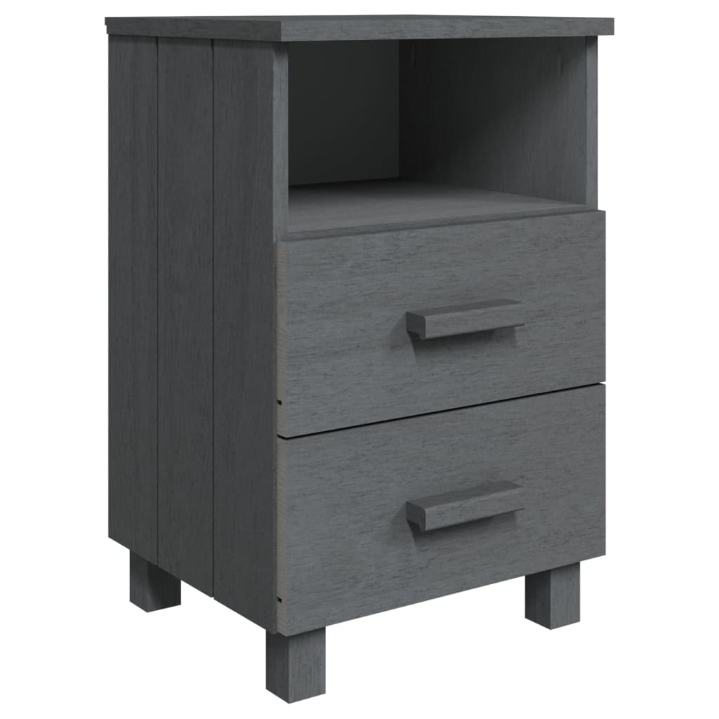 

vidaXL Nachtkastjes 2 st 40x35x62 cm massief grenenhout donkergrijs
