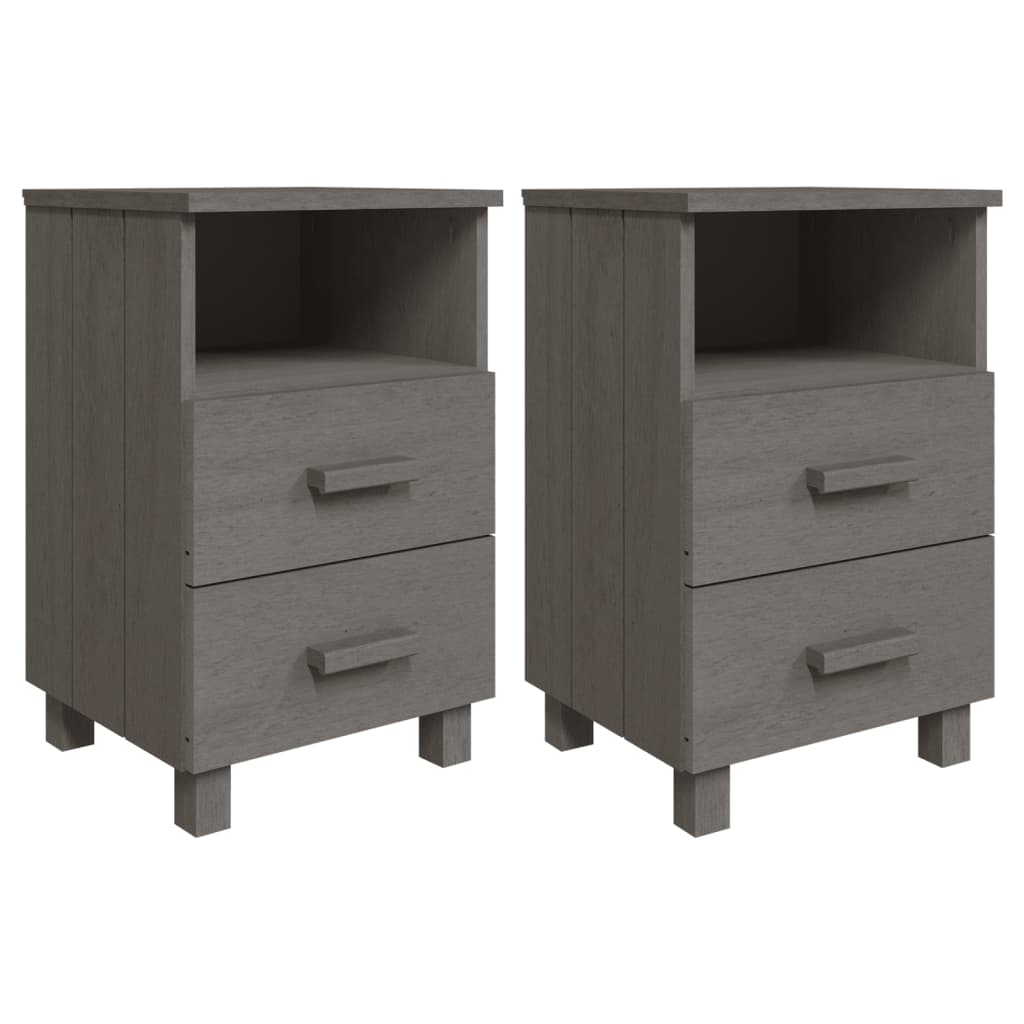 VidaXL Bedside Cabinets HAMAR 2 Pcs Light Grey 40x35x62 Cm Solid Wood