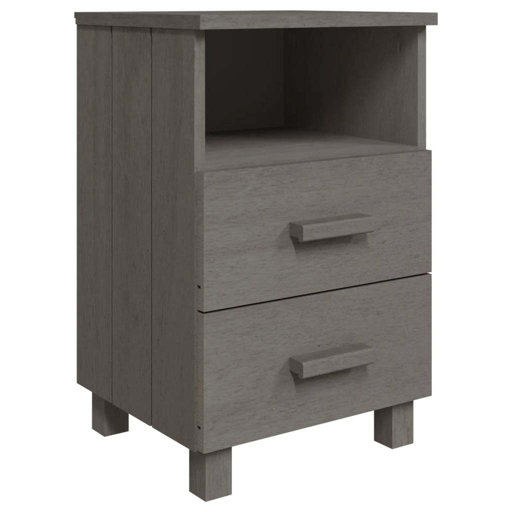 vidaXL Noptiere HAMAR, 2 buc, gri deschis, 40x35x62 cm, lemn masiv