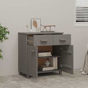 vidaXL Sideboard "HAMAR" Light Grey 79x40x80 cm Solid Wood Pine