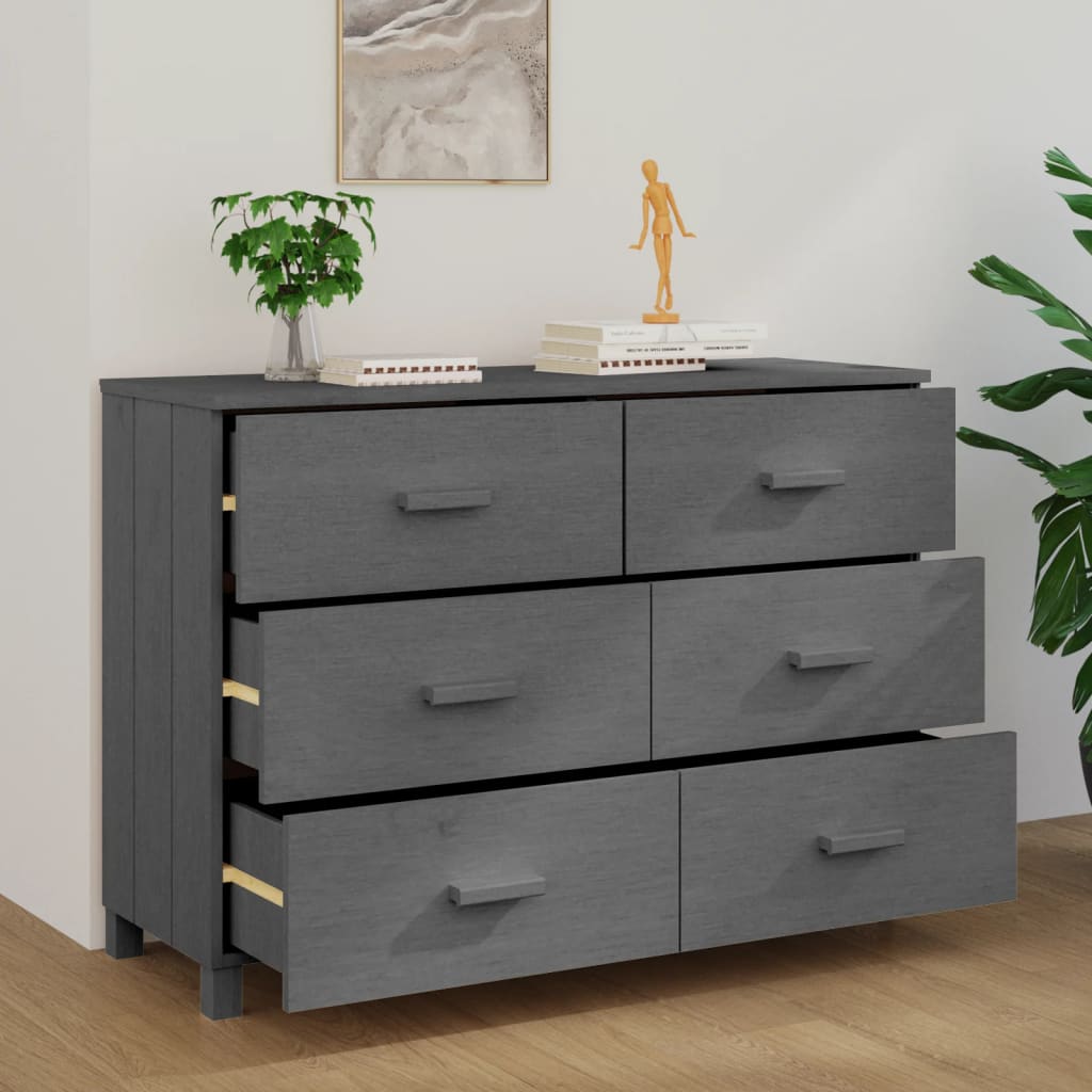 

vidaXL Dressoir 113x40x80 cm massief grenenhout donkergrijs