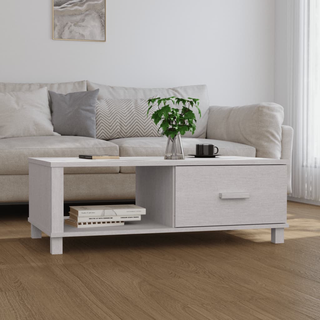 vidaXL Couchtisch HAMAR Weiß 100x55x35 cm Massivholz Kiefer