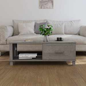 Konferenční stolek HAMAR světle šedý 100 x 55 x 35 cm borovice - obrázek 3