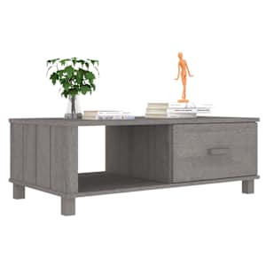 Konferenční stolek HAMAR světle šedý 100 x 55 x 35 cm borovice - obrázek 4