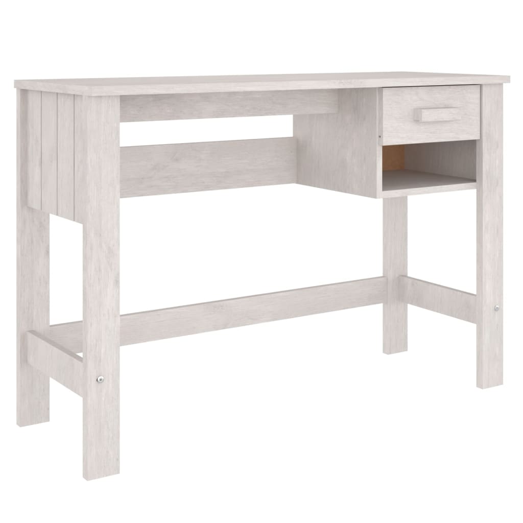 vidaXL Bureau HAMAR 110x40x75 cm massief grenenhout wit