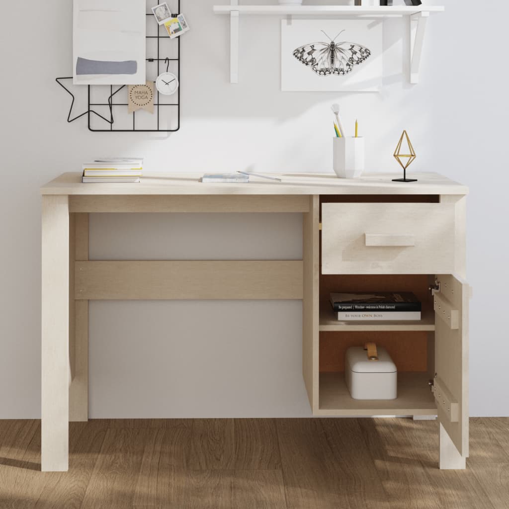 

vidaXL Bureau 113x50x75 cm massief grenenhout honingbruin