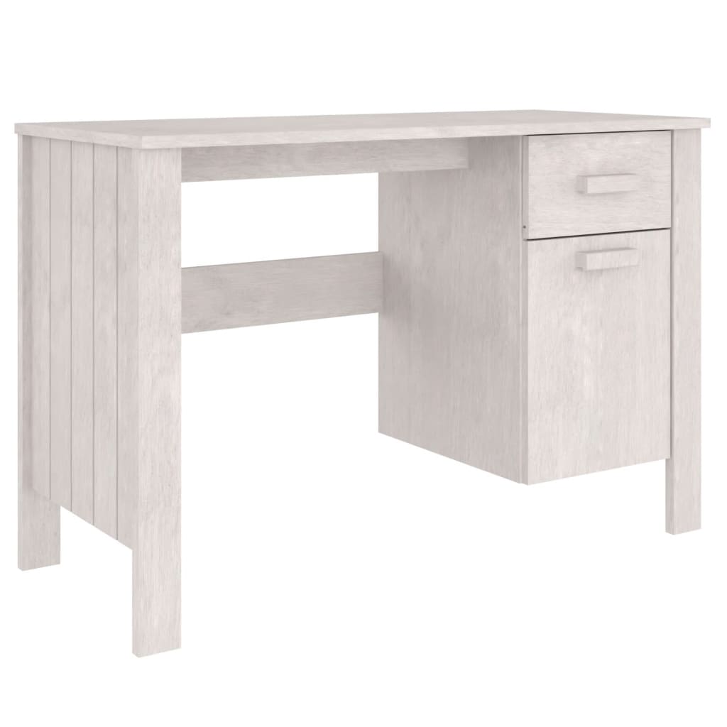 Psací stůl bílý 113 x 50 x 75 cm masivní borové dřevo
