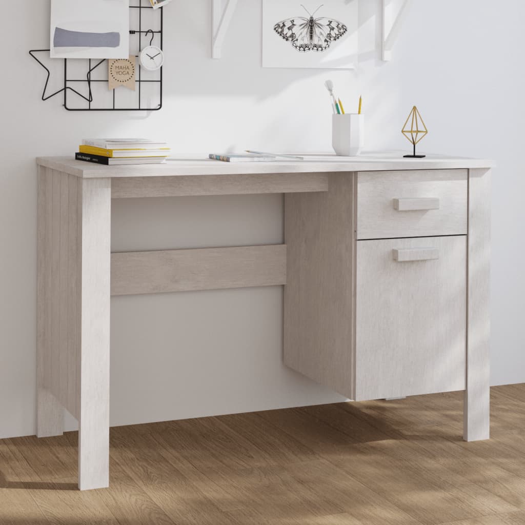 Schreibtisch Weiß 113x50x75 cm Massivholz Kiefer kaufen