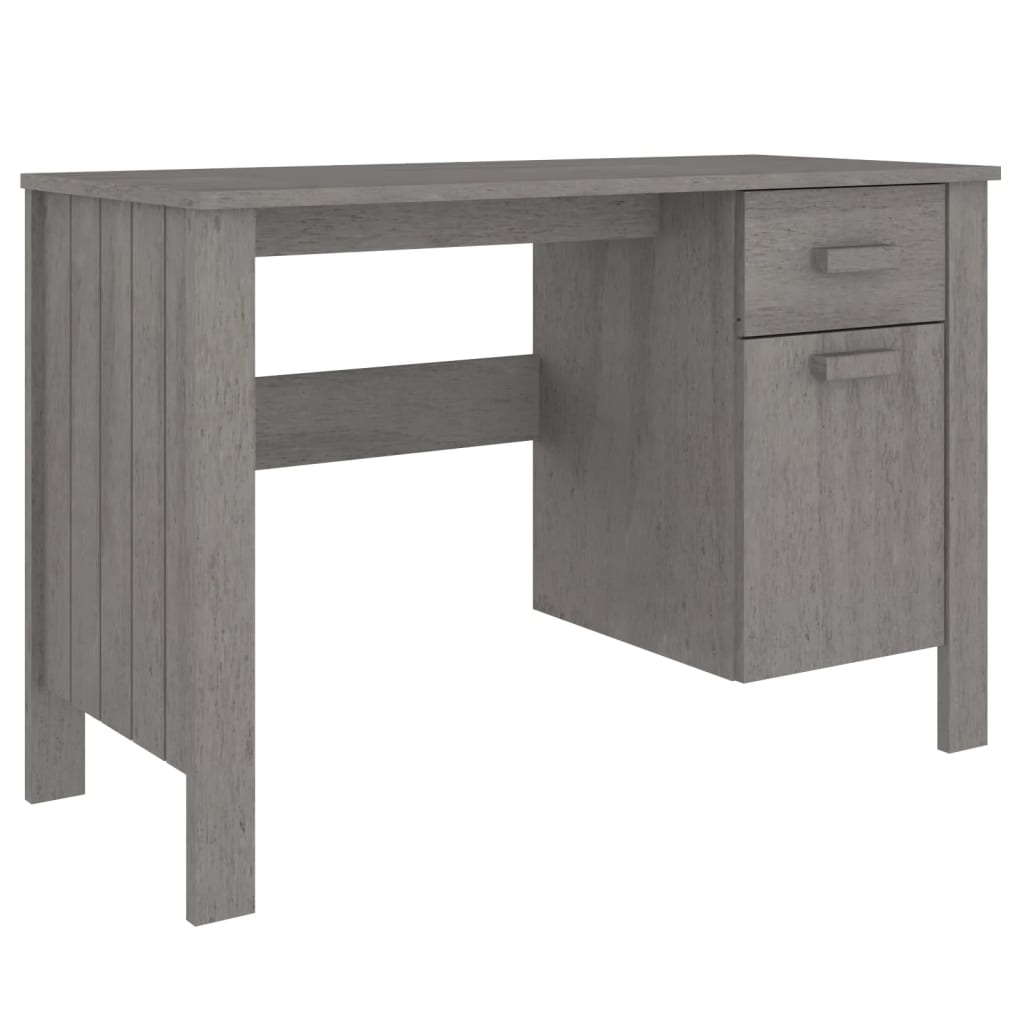 vidaXL Bureau HAMAR 113x50x75 cm massief grenenhout lichtgrijs