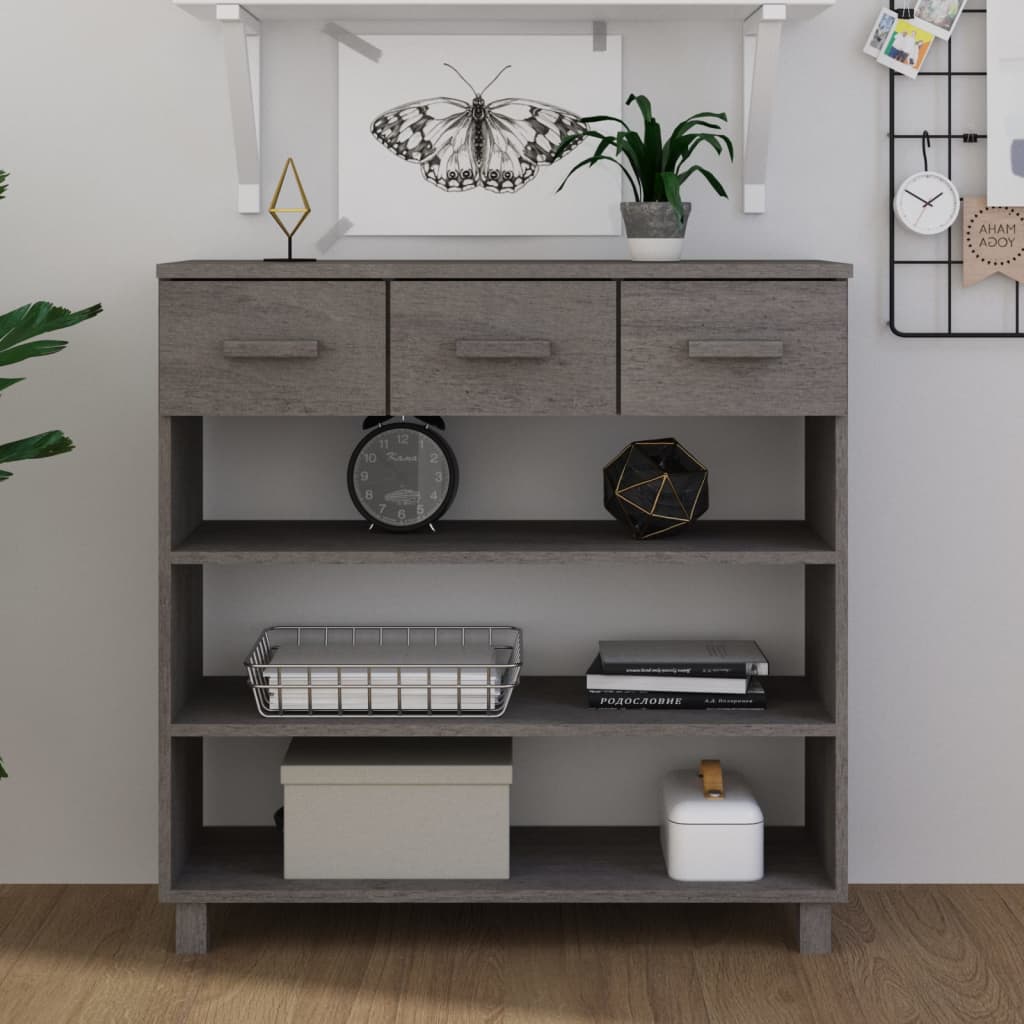 Konsolentisch HAMAR Hellgrau 90x35x90 cm Massivholz Kiefer Dunkelgrau 1