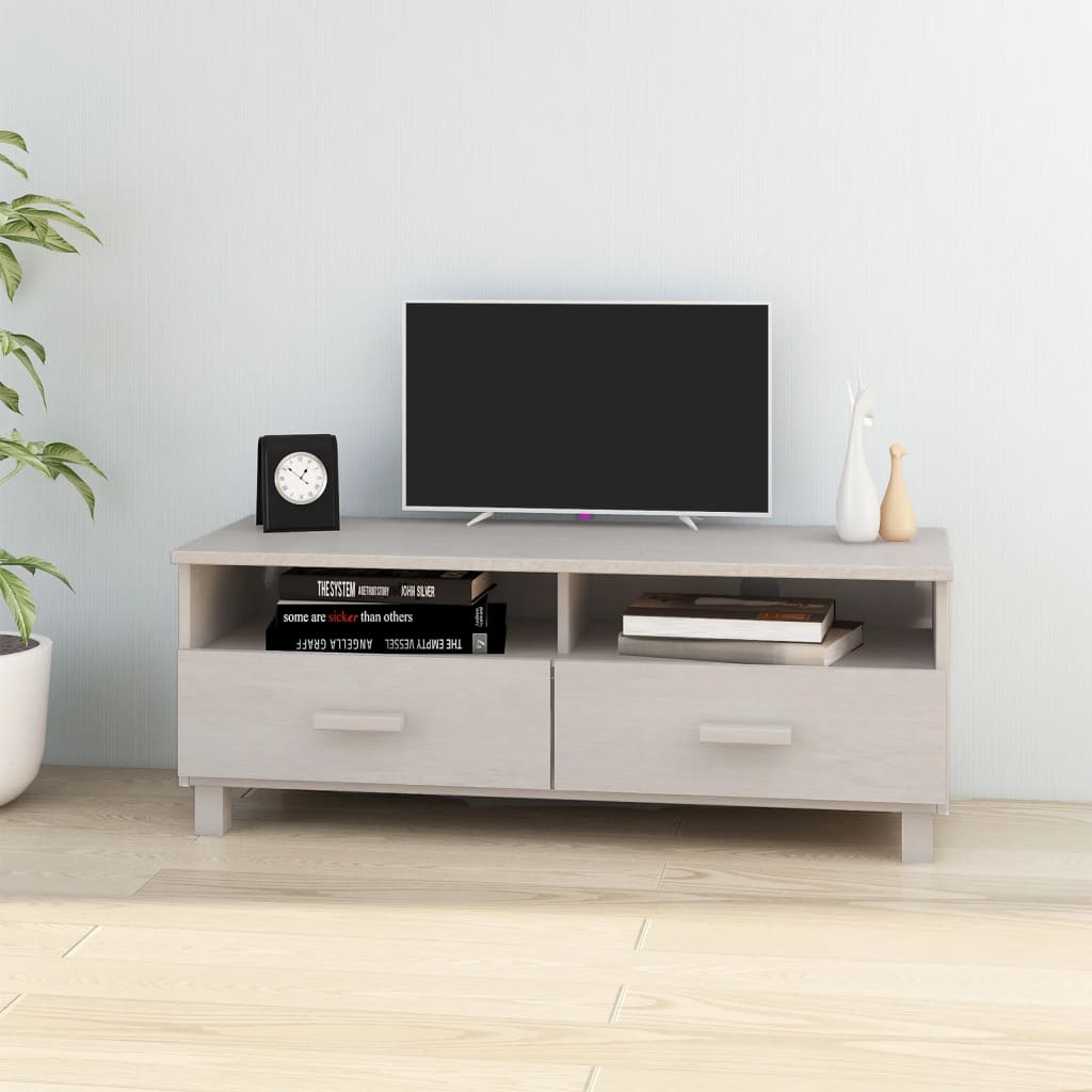 Meuble TV Blanc 106x40x40 cm Bois de pin solide | meublestv.fr 2