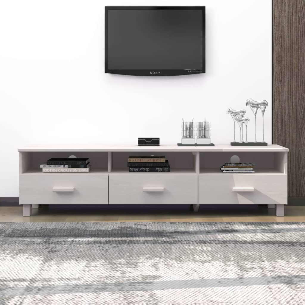 Tv-meubel 158x40x40 cm massief grenenhout wit