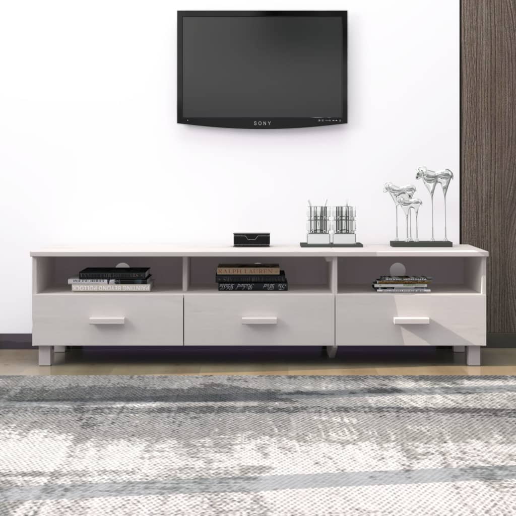 vidaXL Comodă TV, alb, 158x40x40 cm, lemn masiv de pin vidaxl.ro