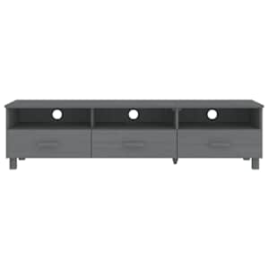 TV stolek HAMAR tmavě šedý 158 x 40 x 40 cm masivní borovice - obrázek 3