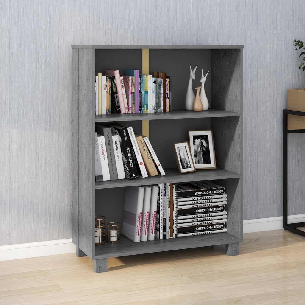 vida XL Bücherschrank Hamar Dunkelgrau 85x 35x 112 cm Massivholz Kiefer
