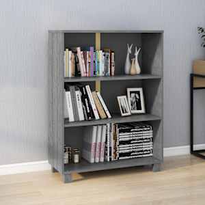 Knjižna omara HAMAR temno siva 85x35x112 cm trdna borovina