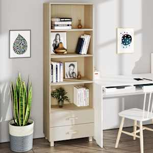 Visoka omara HAMAR medeno rjava 60x35x180 cm trdna borovina