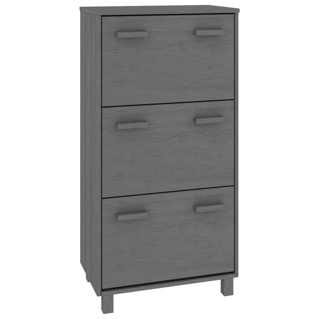 VidaXL Armoire à Chaussures HAMAR Gris Foncé 59,5x35x117 Cm Pin Massif