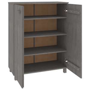 Botník HAMAR světle šedý 85 x 40 x 108 cm masivní borovice - obrázek 5