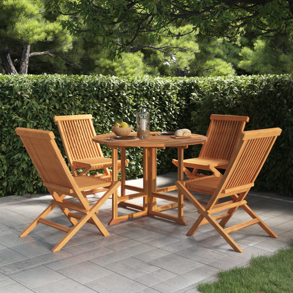 vida XL 5-tlg. Garten-Essgruppe Klappbar Massivholz Teak