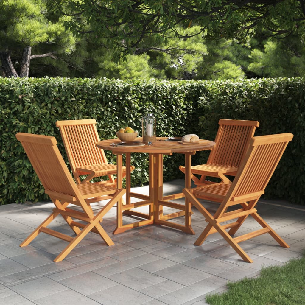 Vidaxl Set De Mobilier De Exterior Pliabil, 5 Piese, Lemn Masiv De Tec