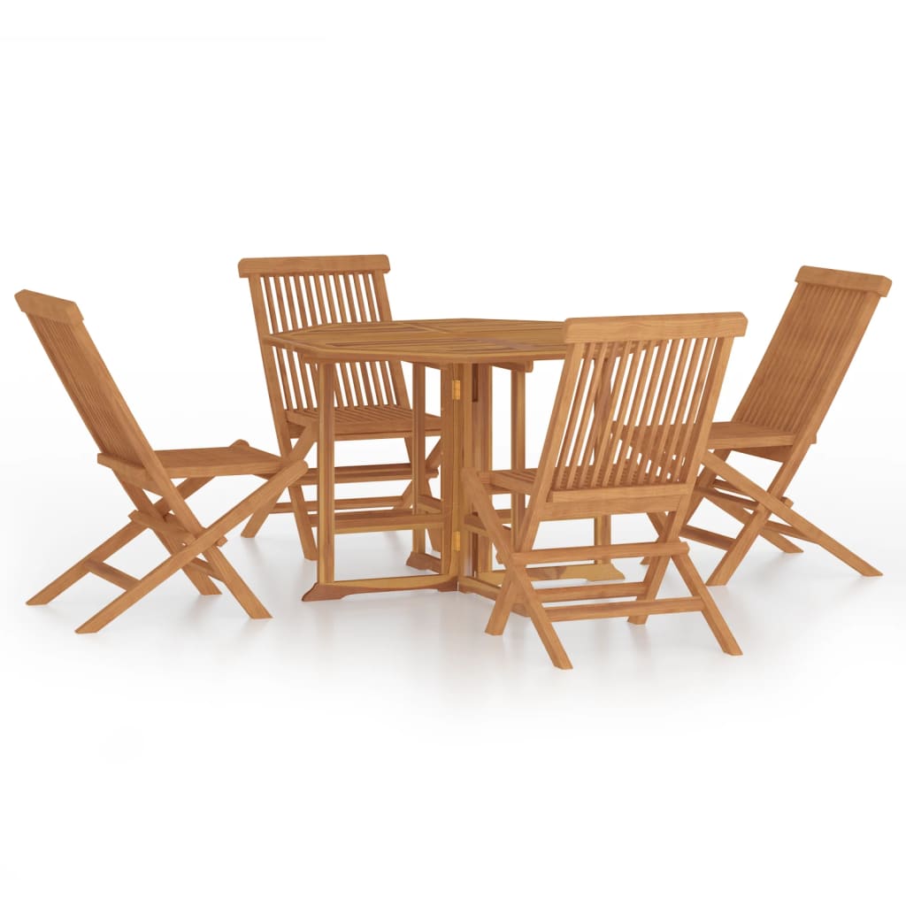 VidaXL Ensemble à Dîner D'extérieur Pliable 5 Pcs Bois Solide De Teck