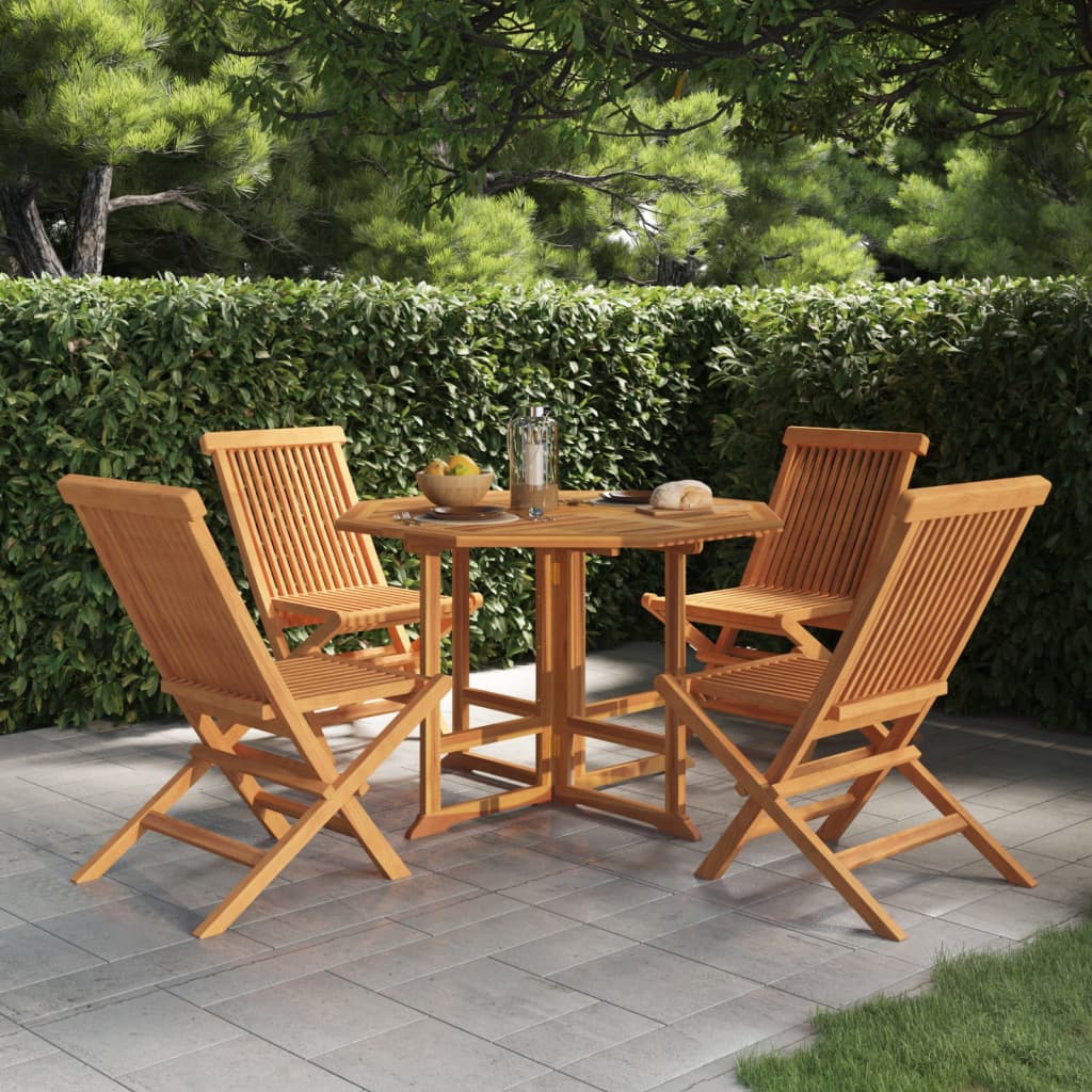 Set mobilier de exterior pliabil, 5 piese, lemn masiv de tec