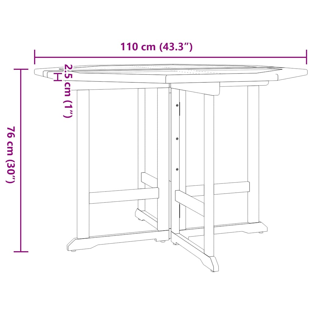 Zložljiva zunanja jedilna garnitura 5-delna trdna tikovina - slika 13