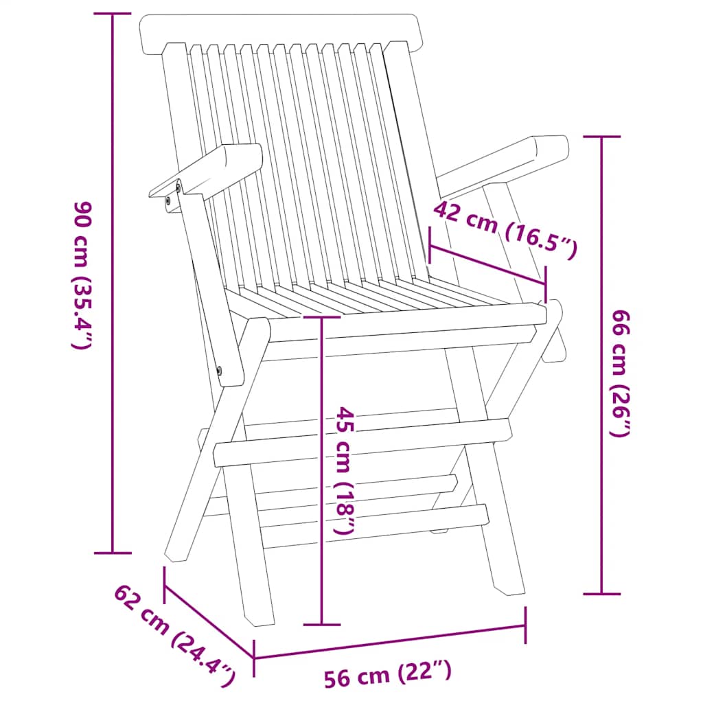 5-delige Tuinset inklapbaar massief teakhout image 14