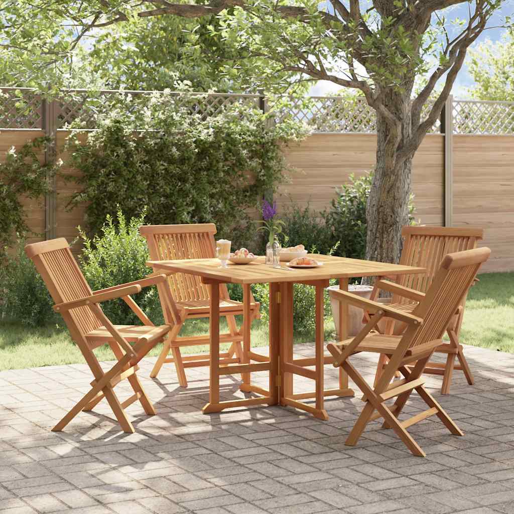 vidaXL Set de mobilier de exterior pliabil, 5 piese, lemn masiv de tec