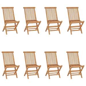 Zložljivi vrtni stoli 8 kosov trdna tikovina