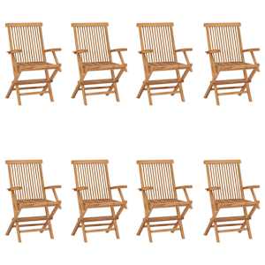 Zložljivi vrtni stoli 8 kosov trdna tikovina