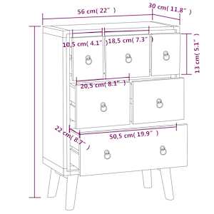 Komoda se zásuvkami 56 x 30 x 80 cm masivní teakové dřevo - obrázek 8