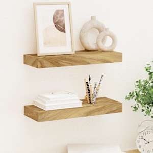 Stenske police 2 kosa 40x15x4 cm trdna tikovina