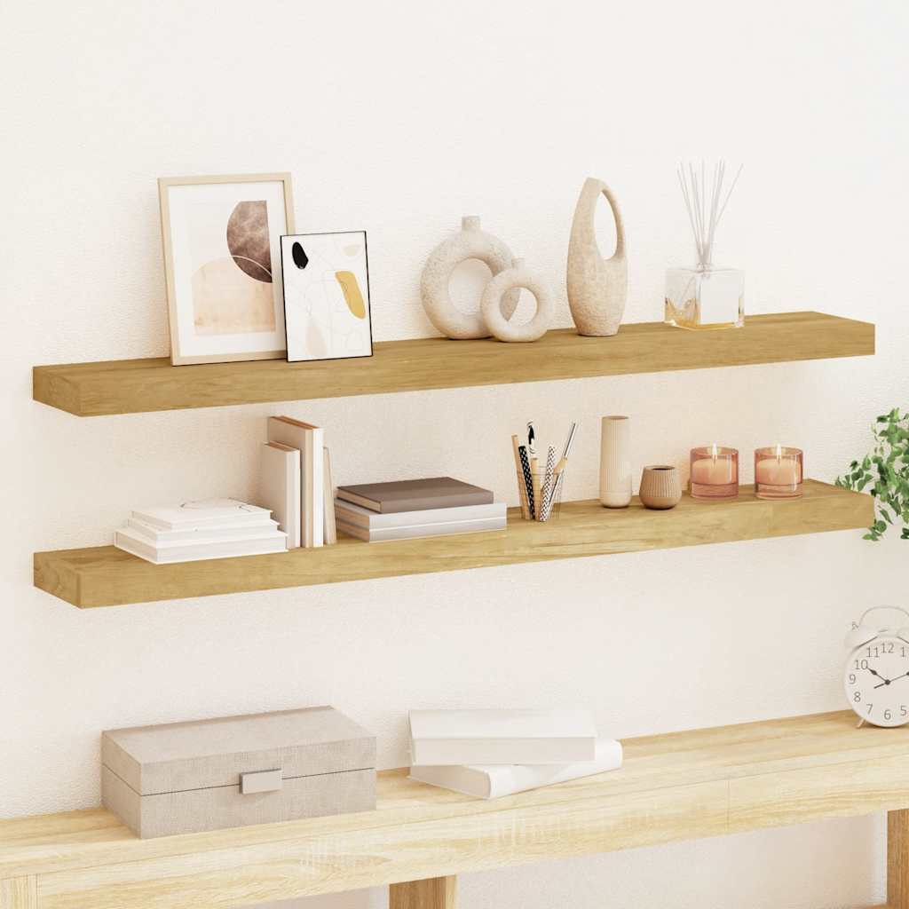 Étagères murales 2 pcs 110x15x6 cm bois de teck massif
