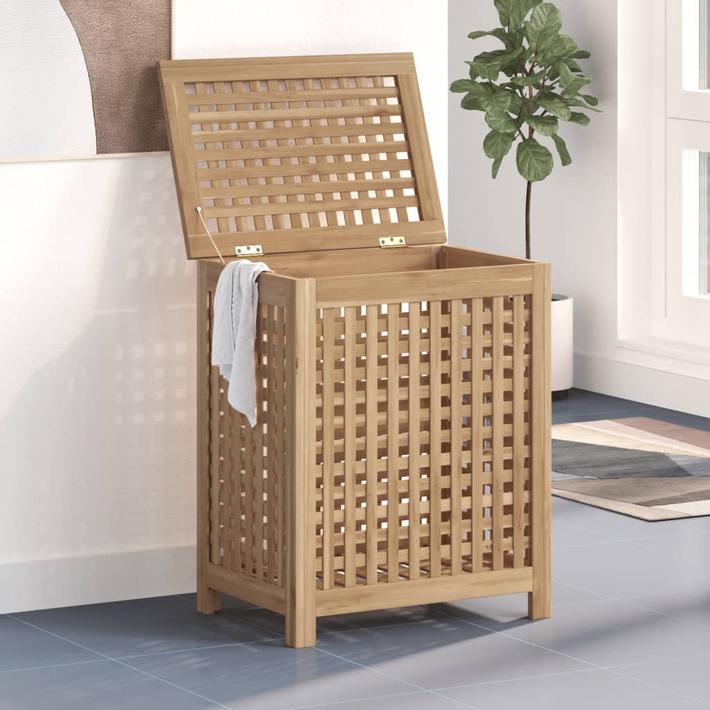 vidaXL Cesto de roupa 50x35x60 cm madeira de teca maciça