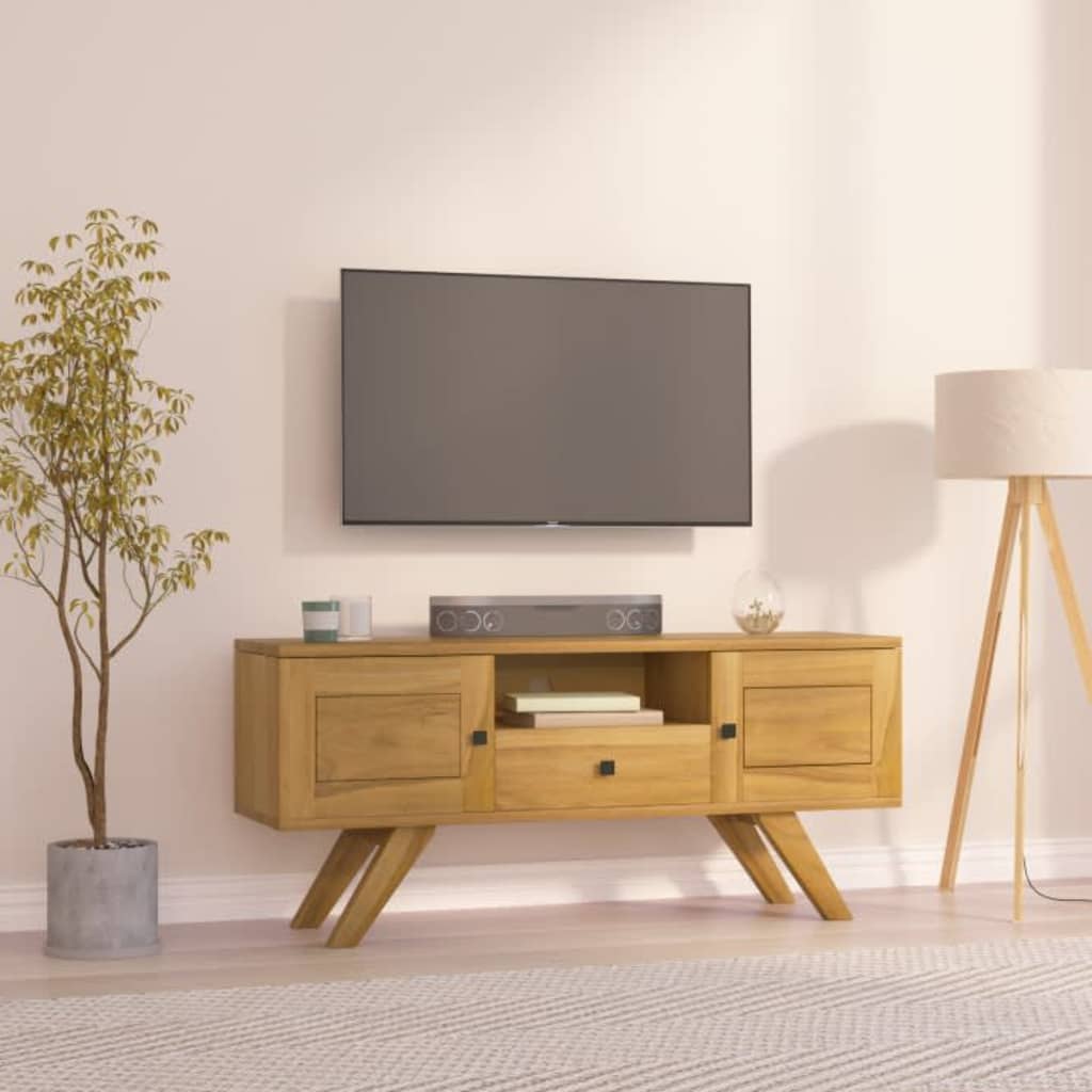 Meuble TV 110x30x50 cm Bois de teck solide | meublestv.fr 2